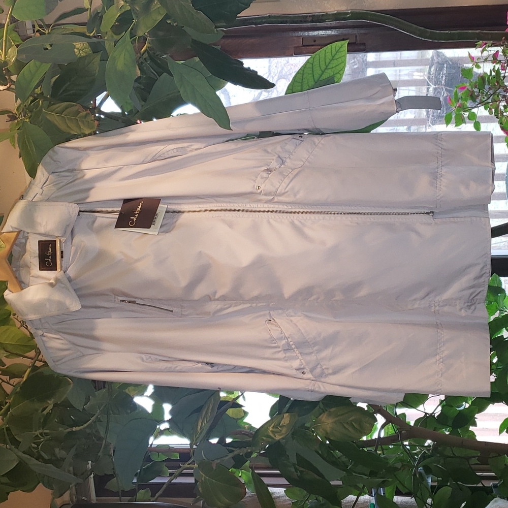 Cole Haan Rain Coat Pearl Gray XL nwt